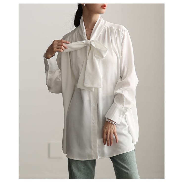 品よく決まるサテンボウタイチュニックブラウス レディース トップス | Sawa a la mode | 詳細画像15 