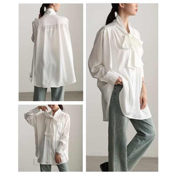 品よく決まるサテンボウタイチュニックブラウス レディース トップス | Sawa a la mode | 詳細画像17 