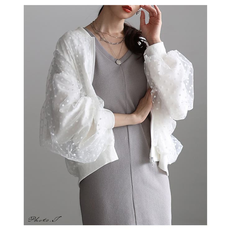 重ねて華やぐドット柄チュールレイヤードブルゾン レディース ファッション | Sawa a la mode | 詳細画像2 