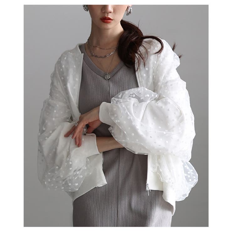 重ねて華やぐドット柄チュールレイヤードブルゾン レディース ファッション | Sawa a la mode | 詳細画像7 