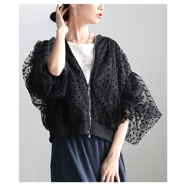 重ねて華やぐドット柄チュールレイヤードブルゾン レディース ファッション | Sawa a la mode | 詳細画像14 