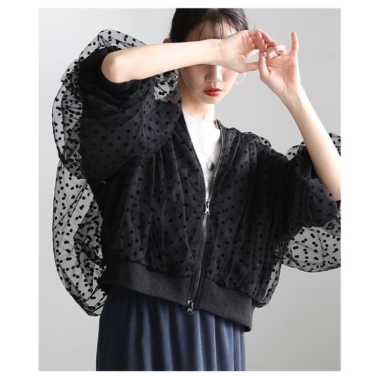重ねて華やぐドット柄チュールレイヤードブルゾン レディース ファッション | Sawa a la mode | 詳細画像17 