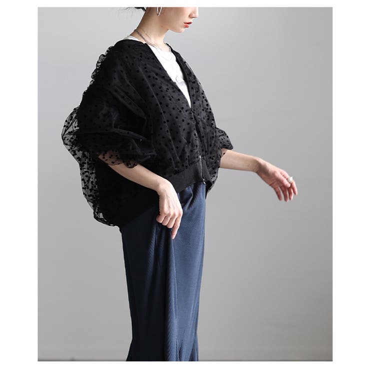 重ねて華やぐドット柄チュールレイヤードブルゾン レディース ファッション | Sawa a la mode | 詳細画像18 
