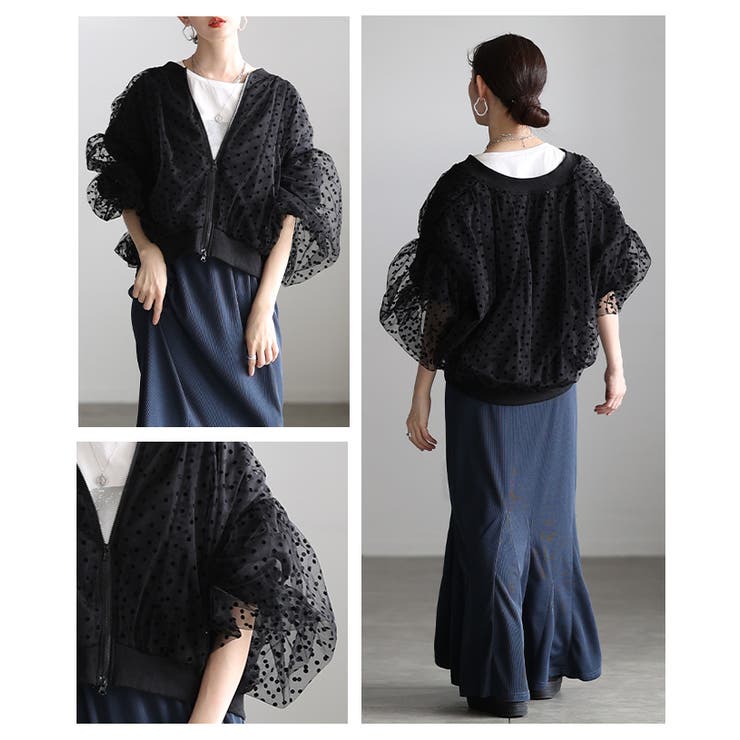 重ねて華やぐドット柄チュールレイヤードブルゾン レディース ファッション | Sawa a la mode | 詳細画像19 