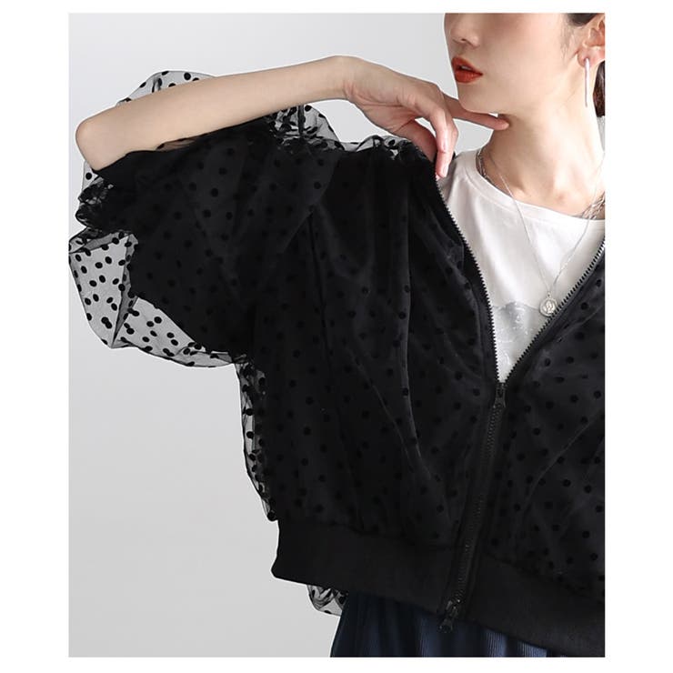 重ねて華やぐドット柄チュールレイヤードブルゾン レディース ファッション | Sawa a la mode | 詳細画像21 