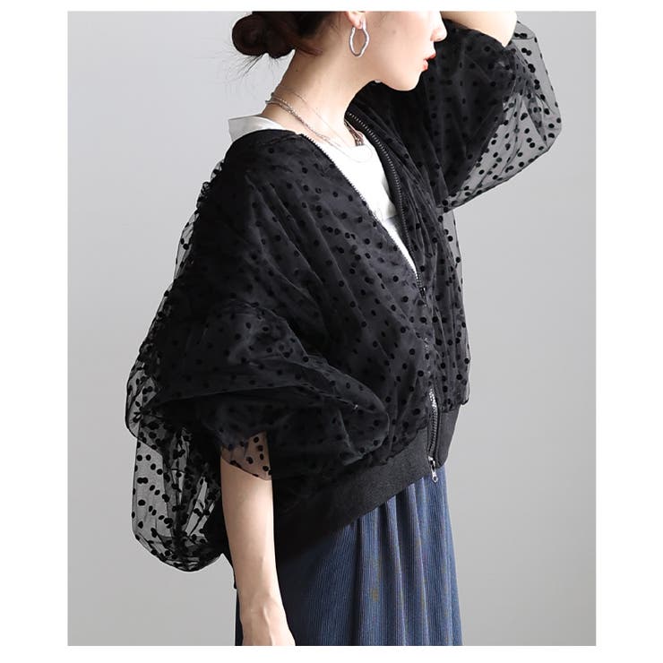 重ねて華やぐドット柄チュールレイヤードブルゾン レディース ファッション | Sawa a la mode | 詳細画像22 