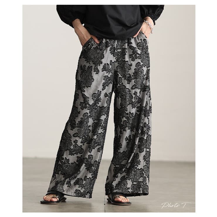 ラクして映えるフラワージャガードイージーワイドパンツ レディース ボトムス | Sawa a la mode | 詳細画像2 