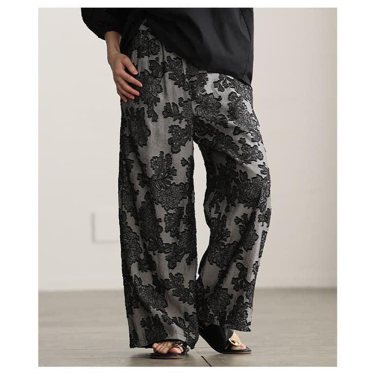 ラクして映えるフラワージャガードイージーワイドパンツ レディース ボトムス | Sawa a la mode | 詳細画像4 