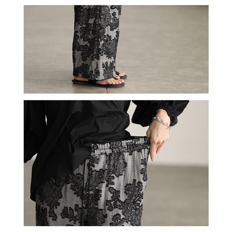 ラクして映えるフラワージャガードイージーワイドパンツ レディース ボトムス | Sawa a la mode | 詳細画像5 