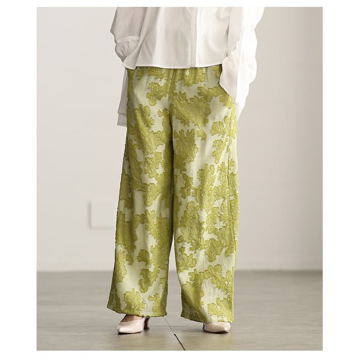 ラクして映えるフラワージャガードイージーワイドパンツ レディース ボトムス | Sawa a la mode | 詳細画像12 