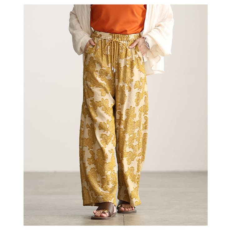 ラクして映えるフラワージャガードイージーワイドパンツ レディース ボトムス | Sawa a la mode | 詳細画像15 