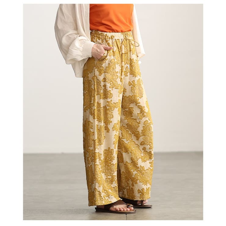 ラクして映えるフラワージャガードイージーワイドパンツ レディース ボトムス | Sawa a la mode | 詳細画像16 