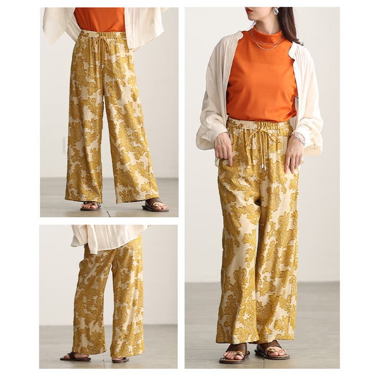 ラクして映えるフラワージャガードイージーワイドパンツ レディース ボトムス | Sawa a la mode | 詳細画像17 