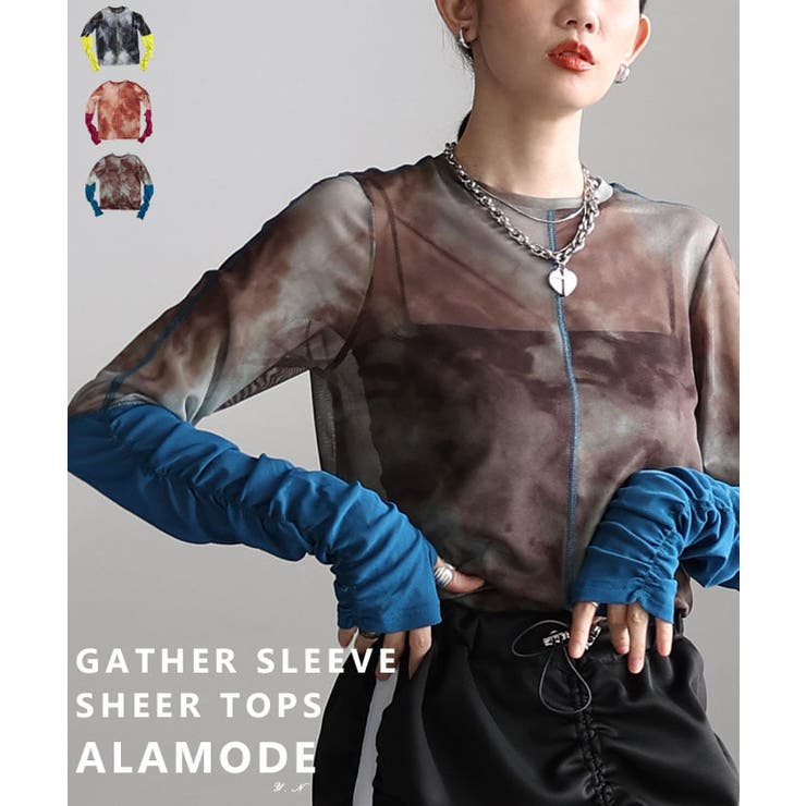 重ねるだけで洒落るギャザースリーブシアートップス レディース トップス | Sawa a la mode | 詳細画像1 