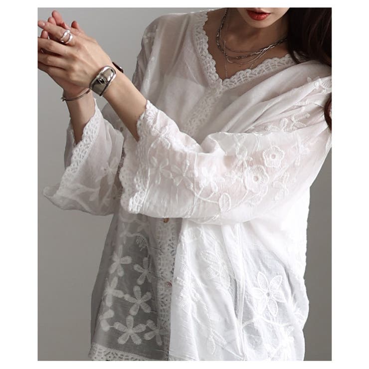 ナチュラルに華やぐ草花刺繍コットンシアーブラウス レディース ファッション | Sawa a la mode | 詳細画像7 