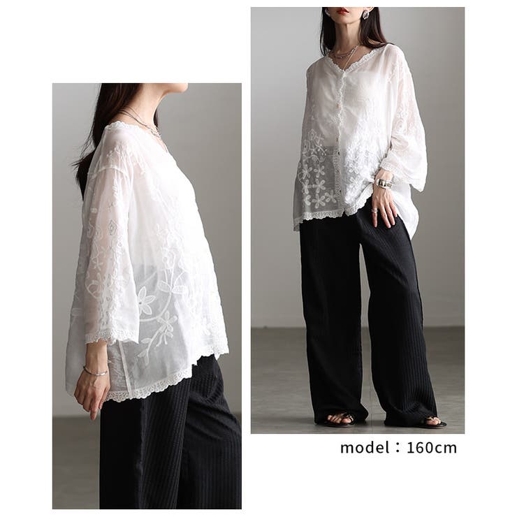 ナチュラルに華やぐ草花刺繍コットンシアーブラウス レディース ファッション | Sawa a la mode | 詳細画像9 
