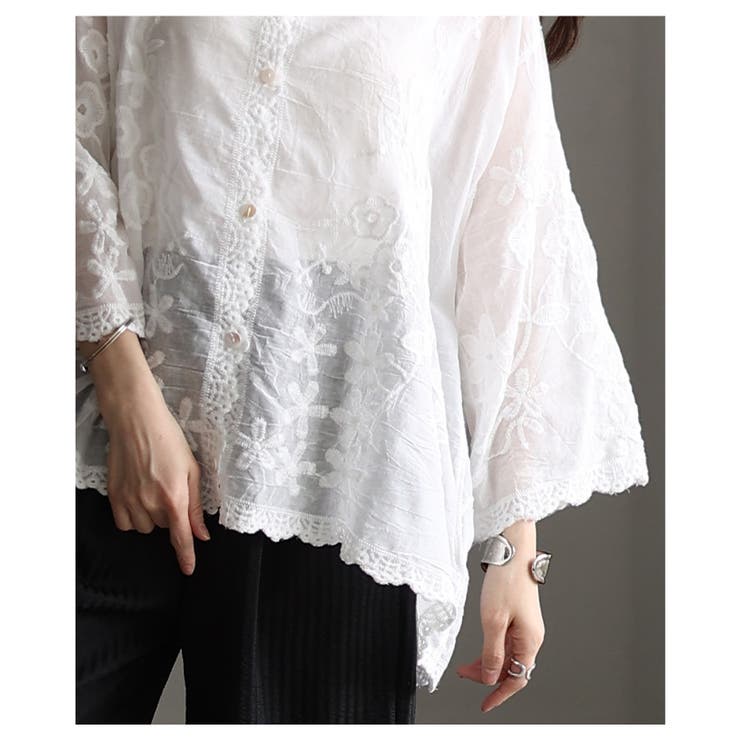 ナチュラルに華やぐ草花刺繍コットンシアーブラウス レディース ファッション | Sawa a la mode | 詳細画像12 