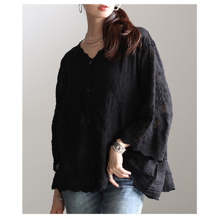 ナチュラルに華やぐ草花刺繍コットンシアーブラウス レディース ファッション | Sawa a la mode | 詳細画像21 