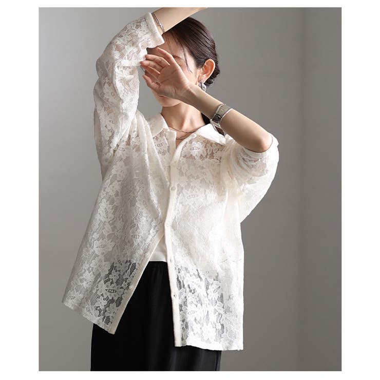 レイヤードを彩る大人の花柄総レース開襟シャツ レディース ファッション | Sawa a la mode | 詳細画像18 