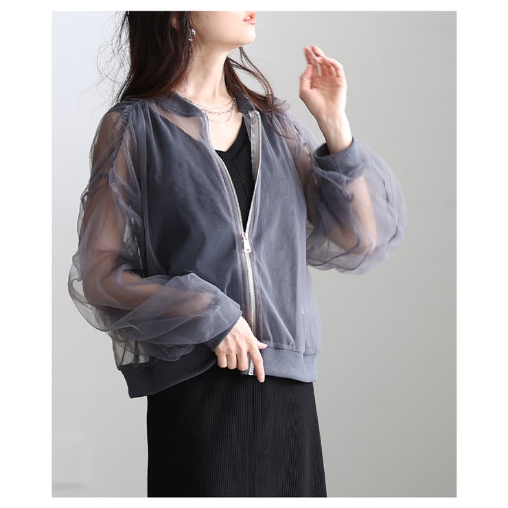 纏えば雰囲気高まるボリュームスリーブチュールブルゾン レディース ファッション | Sawa a la mode | 詳細画像14 