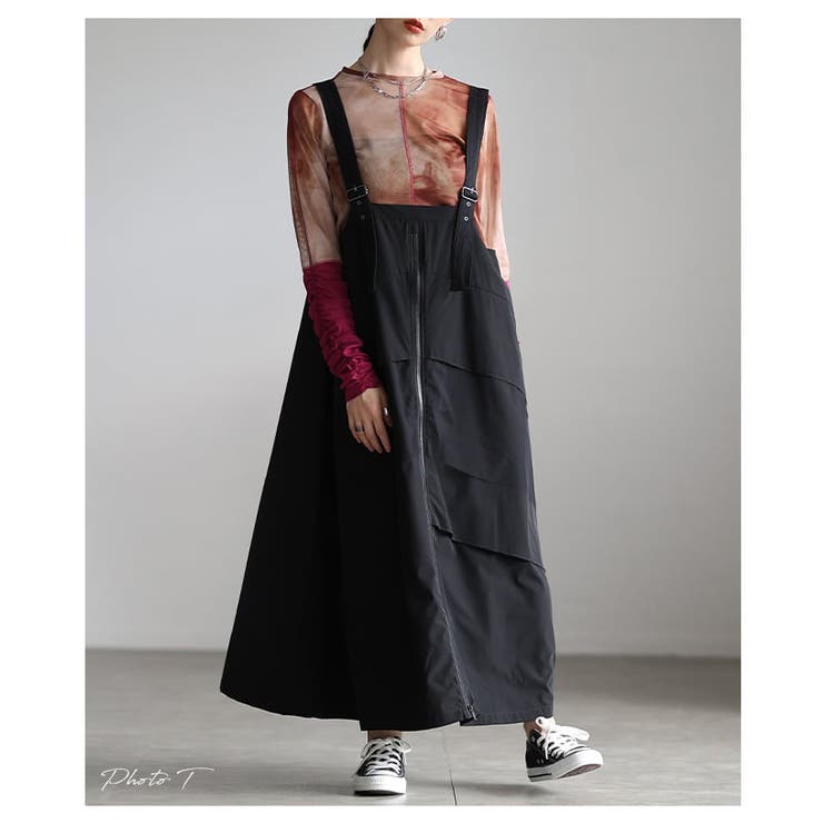 直線と余白で魅せるフロントジップジャンパースカート レディース ワンピース | Sawa a la mode | 詳細画像2 