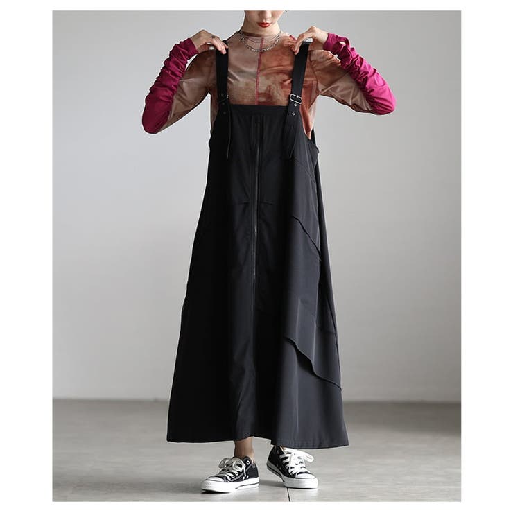 直線と余白で魅せるフロントジップジャンパースカート レディース ワンピース | Sawa a la mode | 詳細画像4 