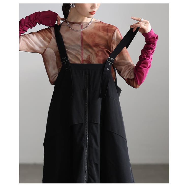 直線と余白で魅せるフロントジップジャンパースカート レディース ワンピース | Sawa a la mode | 詳細画像8 