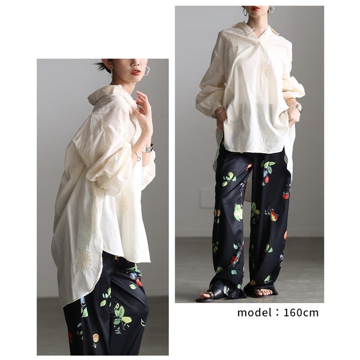 さり気ない甘さ漂う花柄刺繍スキッパーチュニックシャツ レディース ファッション | Sawa a la mode | 詳細画像15 