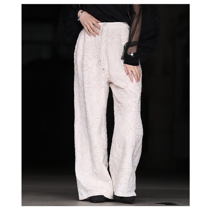 自然な立体感宿るコード刺繍イージーワイドパンツ レディース ファッション | Sawa a la mode | 詳細画像18 