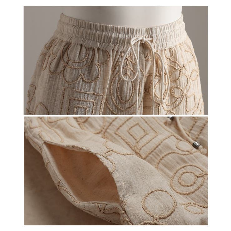 自然な立体感宿るコード刺繍イージーワイドパンツ レディース ファッション | Sawa a la mode | 詳細画像23 