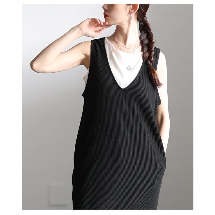重ねて可愛い深Vネックリブカットワンピース レディース ワンピース | Sawa a la mode | 詳細画像14 