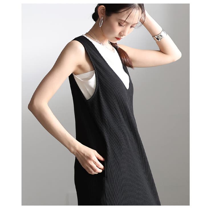 重ねて可愛い深Vネックリブカットワンピース レディース ワンピース | Sawa a la mode | 詳細画像16 