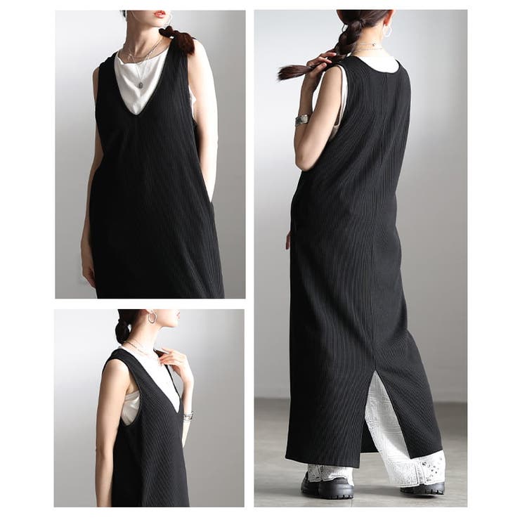 重ねて可愛い深Vネックリブカットワンピース レディース ワンピース | Sawa a la mode | 詳細画像17 