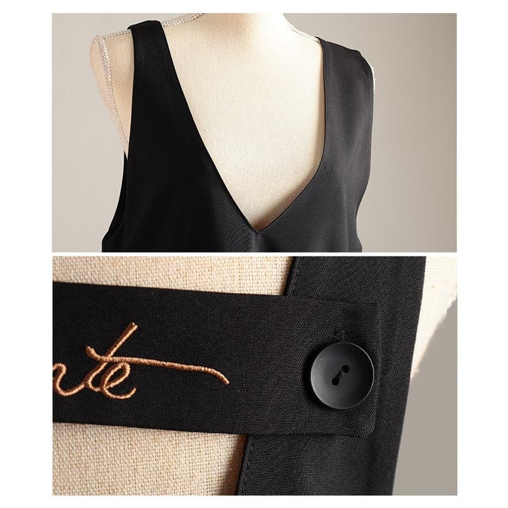 後ろ姿も抜かりないバックロゴ刺繍Vネックジャンパースカート レディース ファッシ… | Sawa a la mode | 詳細画像23 