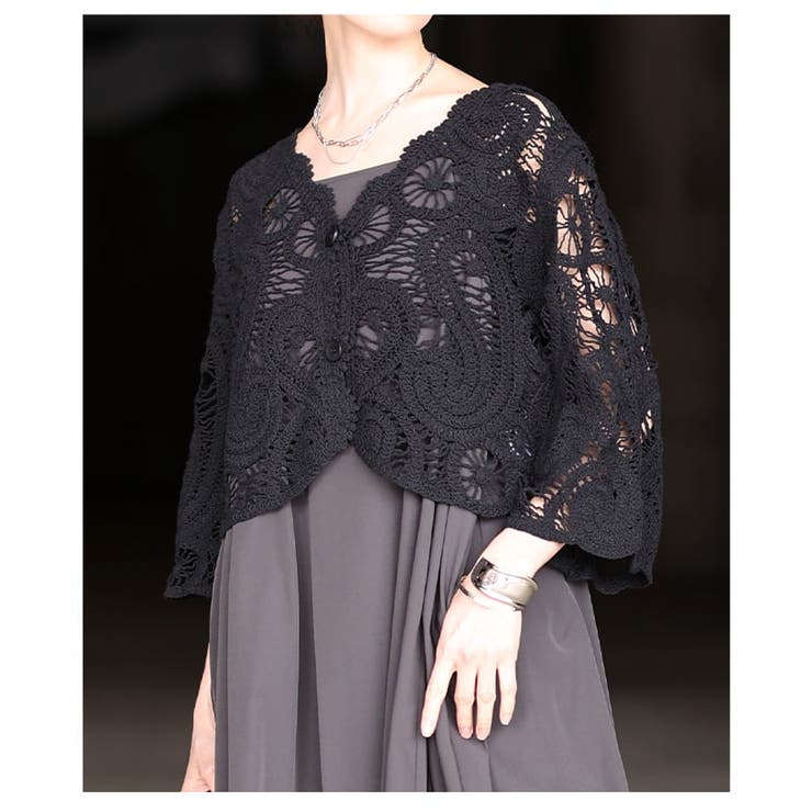 涼しげに魅せるクロシェ透かし編みショートボレロ レディース カーディガン | Sawa a la mode | 詳細画像8 
