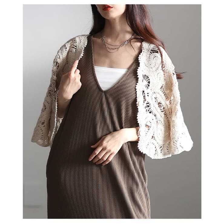 涼しげに魅せるクロシェ透かし編みショートボレロ レディース カーディガン | Sawa a la mode | 詳細画像15 