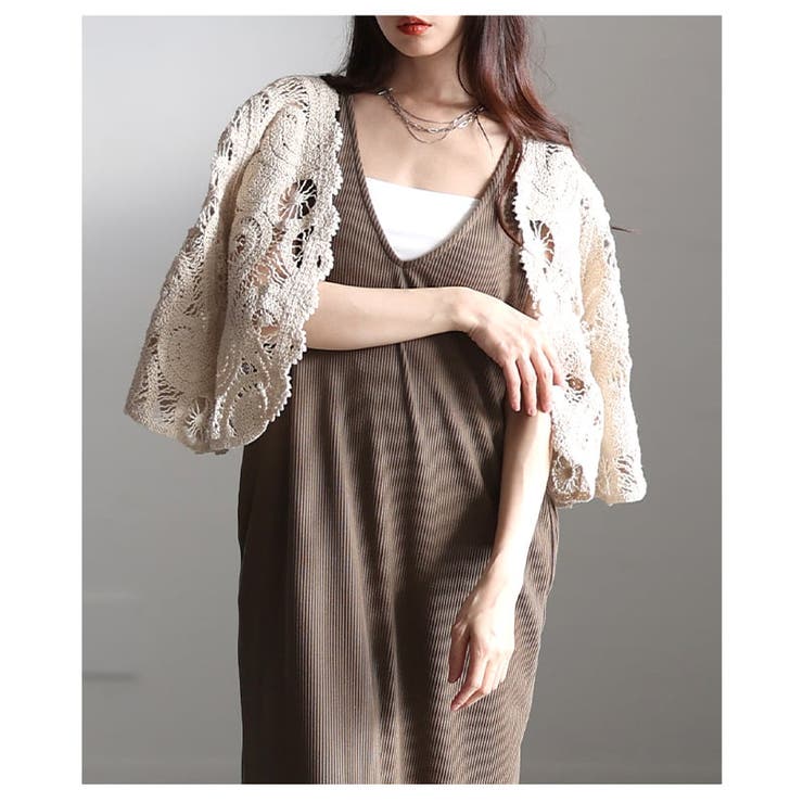 涼しげに魅せるクロシェ透かし編みショートボレロ レディース カーディガン | Sawa a la mode | 詳細画像18 
