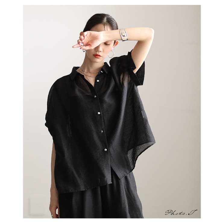 軽やかに抜け感纏うタックフレンチスリーブシアーブラウス レディース ファッション | Sawa a la mode | 詳細画像2 