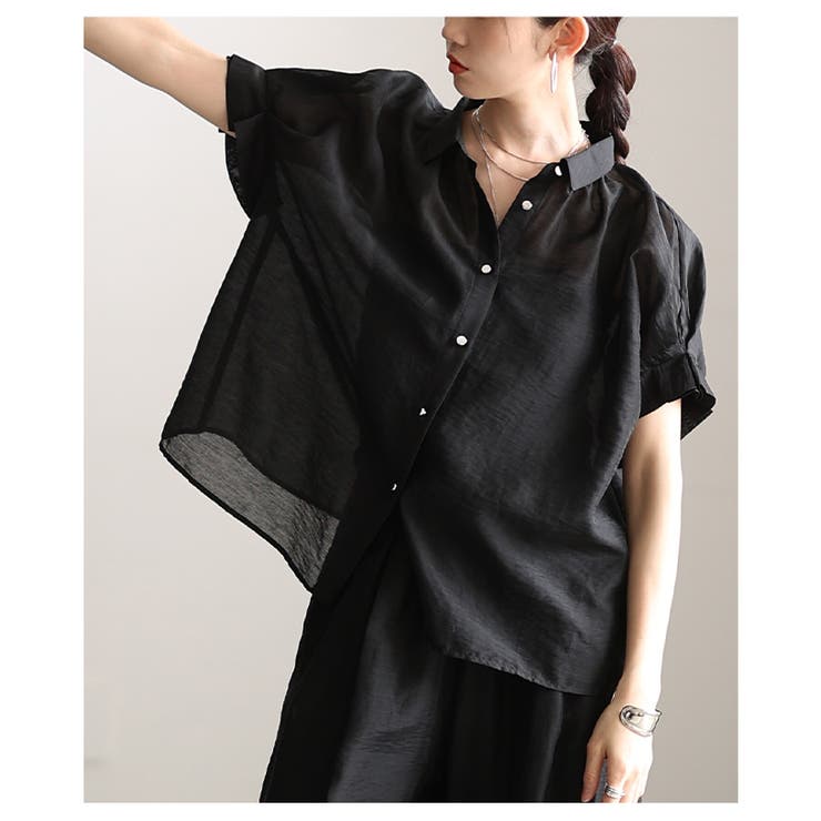 軽やかに抜け感纏うタックフレンチスリーブシアーブラウス レディース ファッション | Sawa a la mode | 詳細画像4 