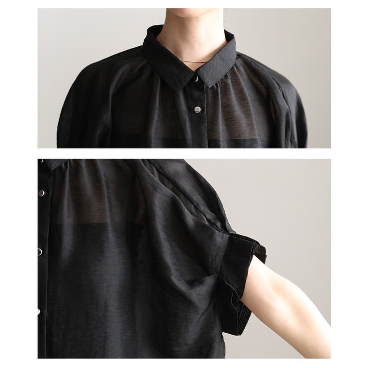 軽やかに抜け感纏うタックフレンチスリーブシアーブラウス レディース ファッション | Sawa a la mode | 詳細画像5 