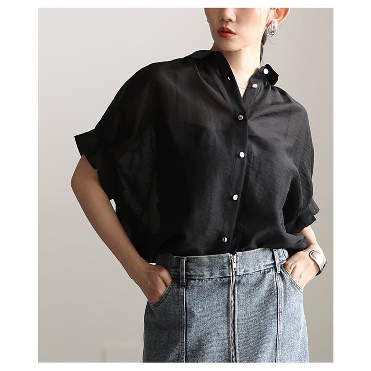 軽やかに抜け感纏うタックフレンチスリーブシアーブラウス レディース ファッション | Sawa a la mode | 詳細画像10 