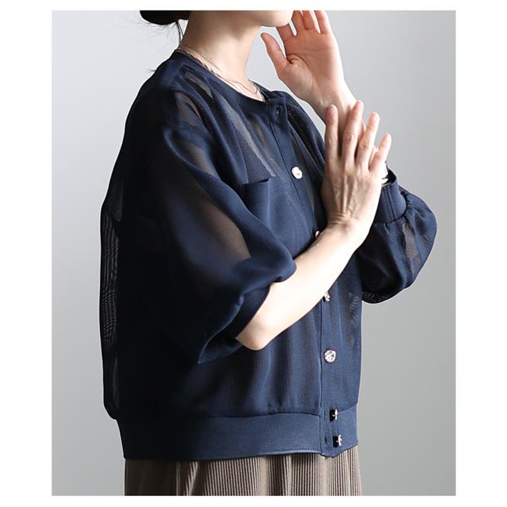 エアリーに重なるスポンジニットボリューム袖カーディガン レディース ファッション | Sawa a la mode | 詳細画像7 