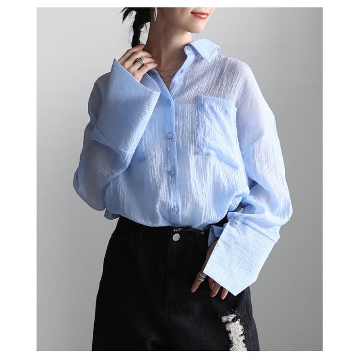透け感が魅力のシアーワッシャービッグカフスシャツ レディース トップス | Sawa a la mode | 詳細画像4 