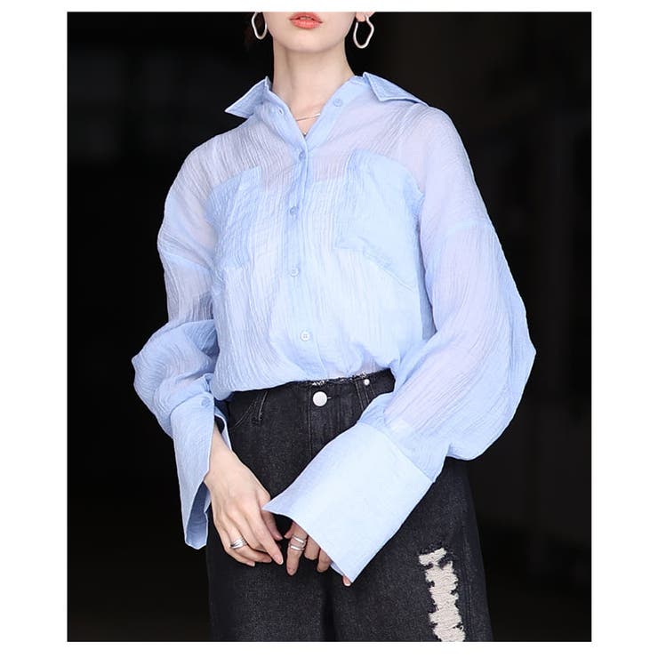 透け感が魅力のシアーワッシャービッグカフスシャツ レディース トップス | Sawa a la mode | 詳細画像8 