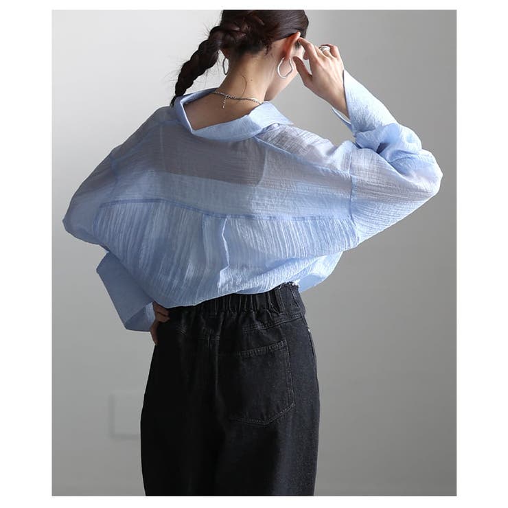透け感が魅力のシアーワッシャービッグカフスシャツ レディース トップス | Sawa a la mode | 詳細画像9 
