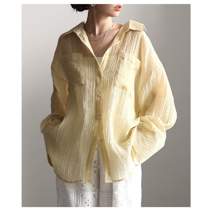 透け感が魅力のシアーワッシャービッグカフスシャツ レディース トップス | Sawa a la mode | 詳細画像12 
