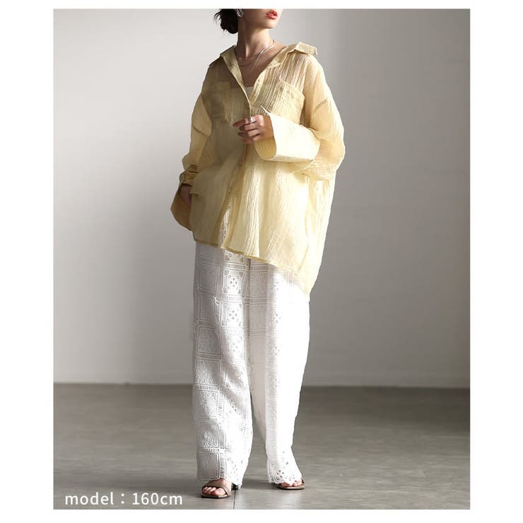 透け感が魅力のシアーワッシャービッグカフスシャツ レディース トップス | Sawa a la mode | 詳細画像13 