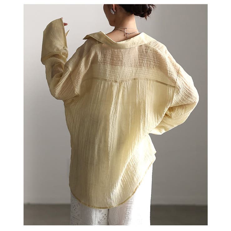 透け感が魅力のシアーワッシャービッグカフスシャツ レディース トップス | Sawa a la mode | 詳細画像14 