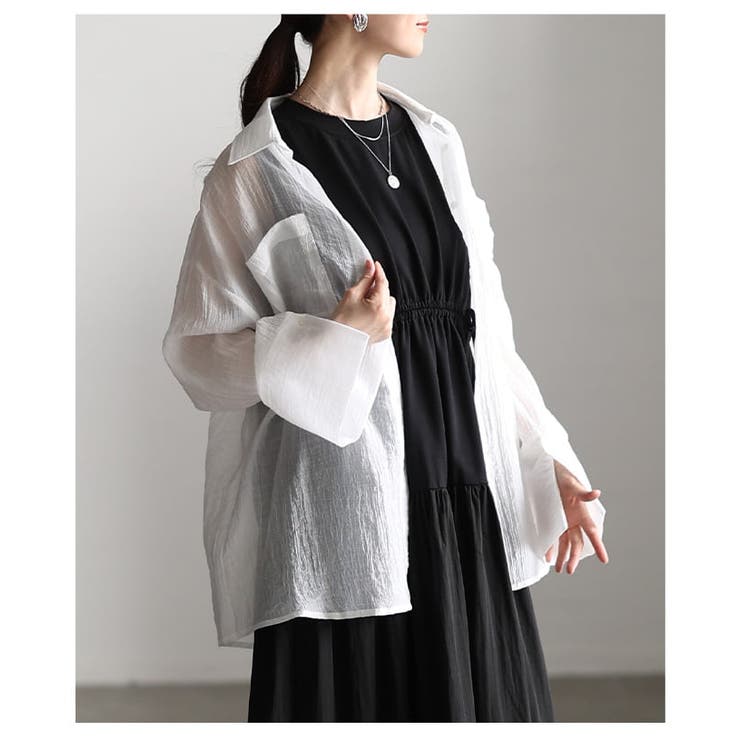 透け感が魅力のシアーワッシャービッグカフスシャツ レディース トップス | Sawa a la mode | 詳細画像15 