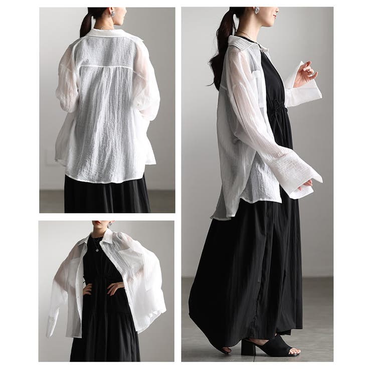 透け感が魅力のシアーワッシャービッグカフスシャツ レディース トップス | Sawa a la mode | 詳細画像17 